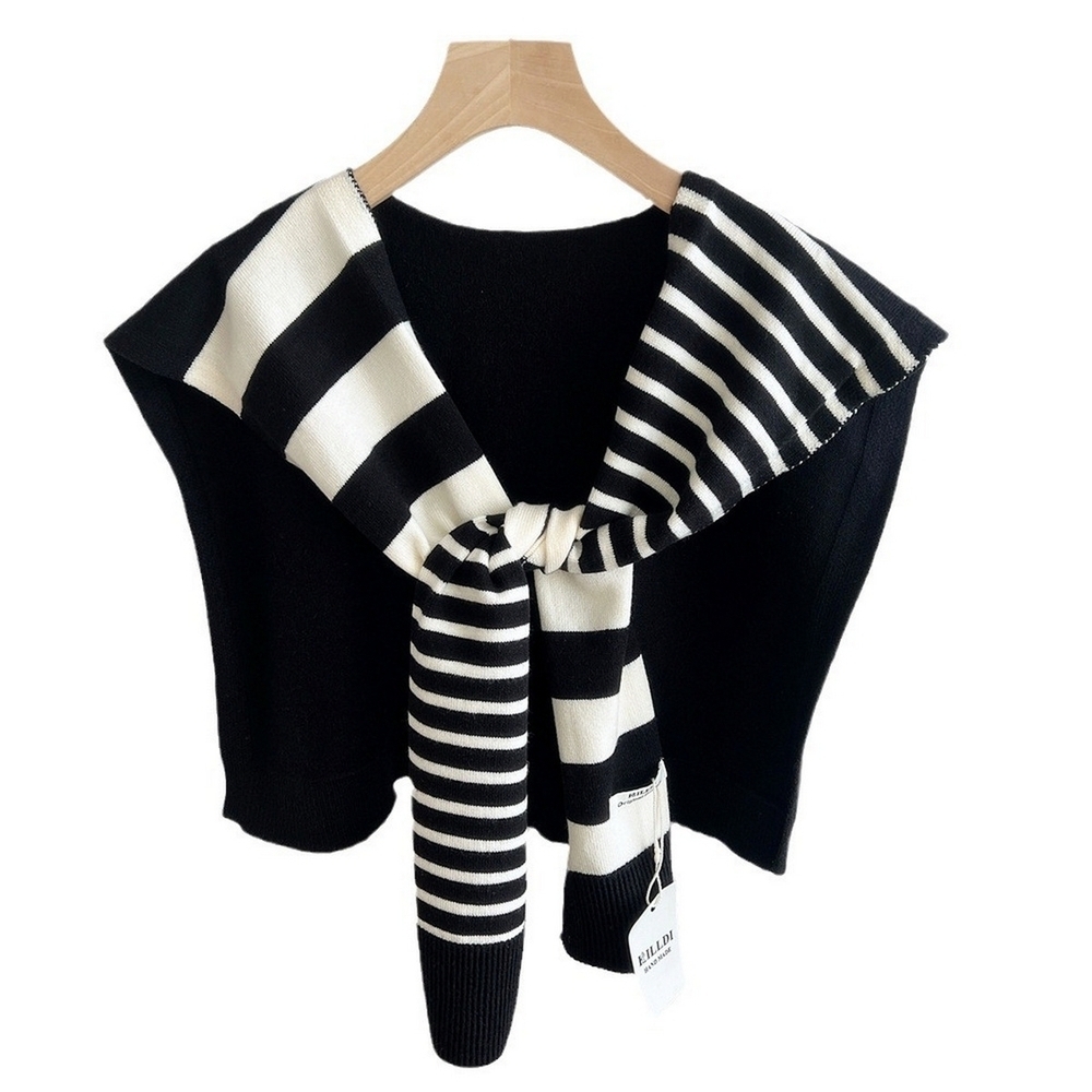 Preppy Striped Wrap Sweater OS New